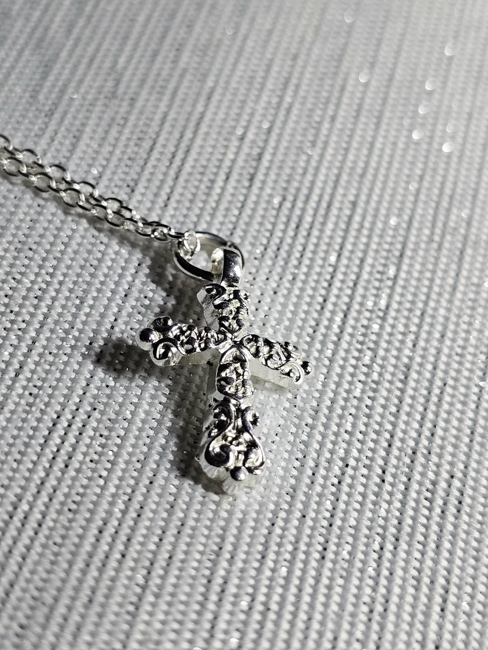 Silver-toned Filigree Cross Pendant Necklace - Women's Jewelry